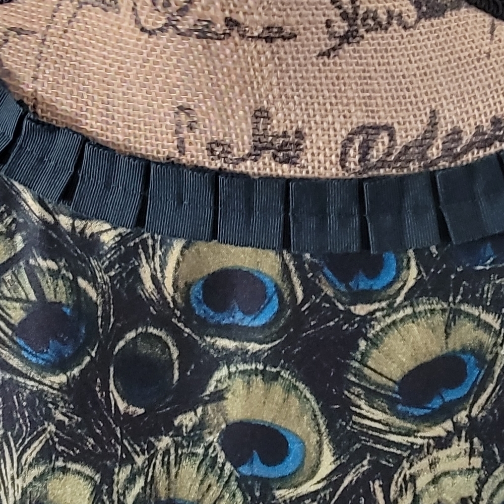 Milly Green/ Blue/ Multi Color Peacock Print Silk Shift - Picture 5 of 5